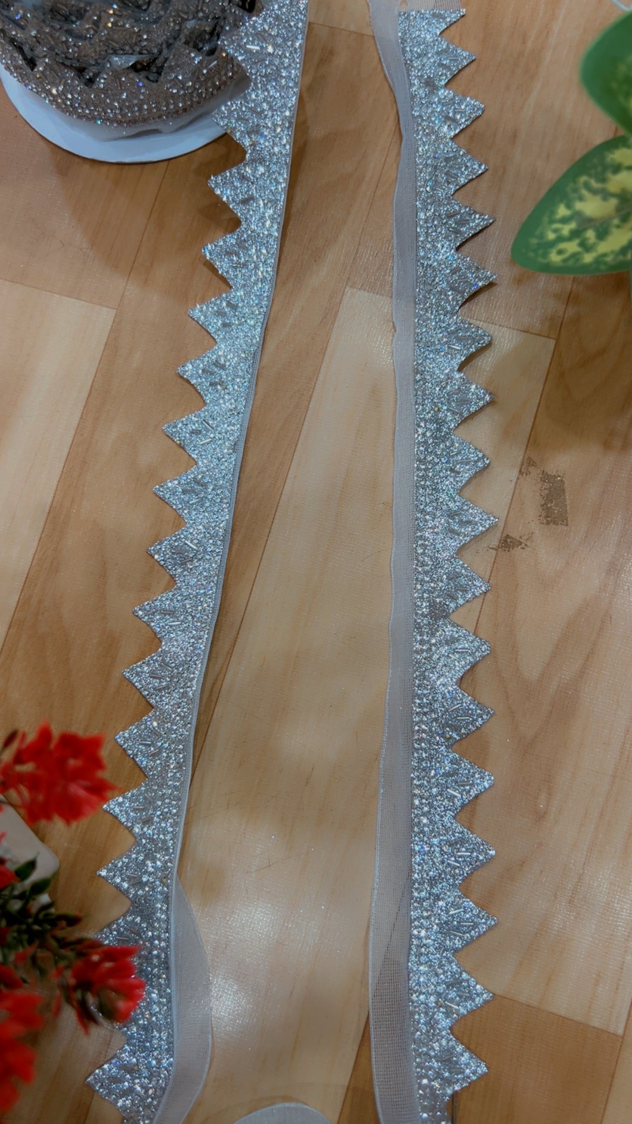 Premium Silver Zarkan Lace Yard 9 Meters