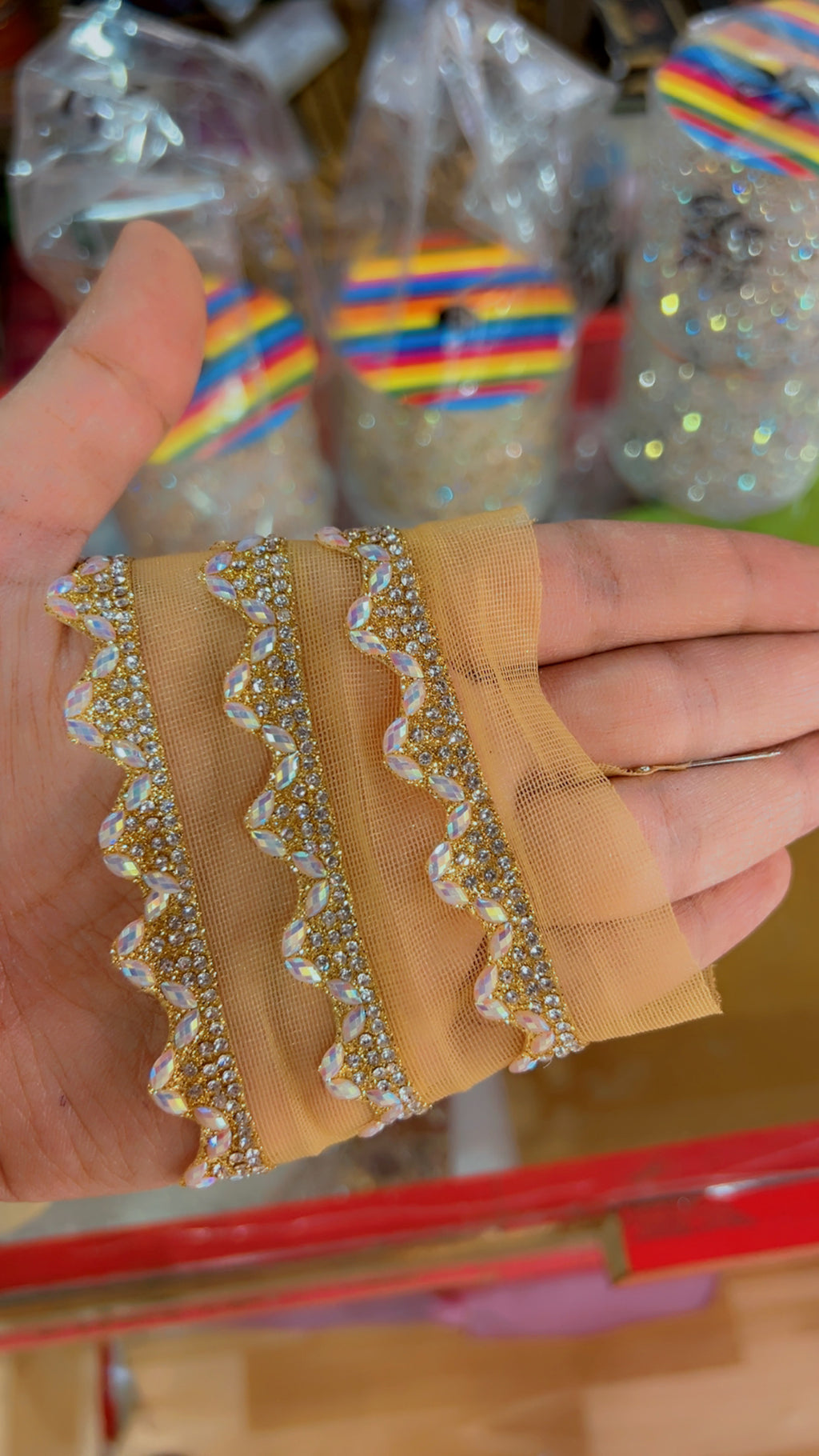 Premium Golden Zarkan Lace Yard 9 Meters