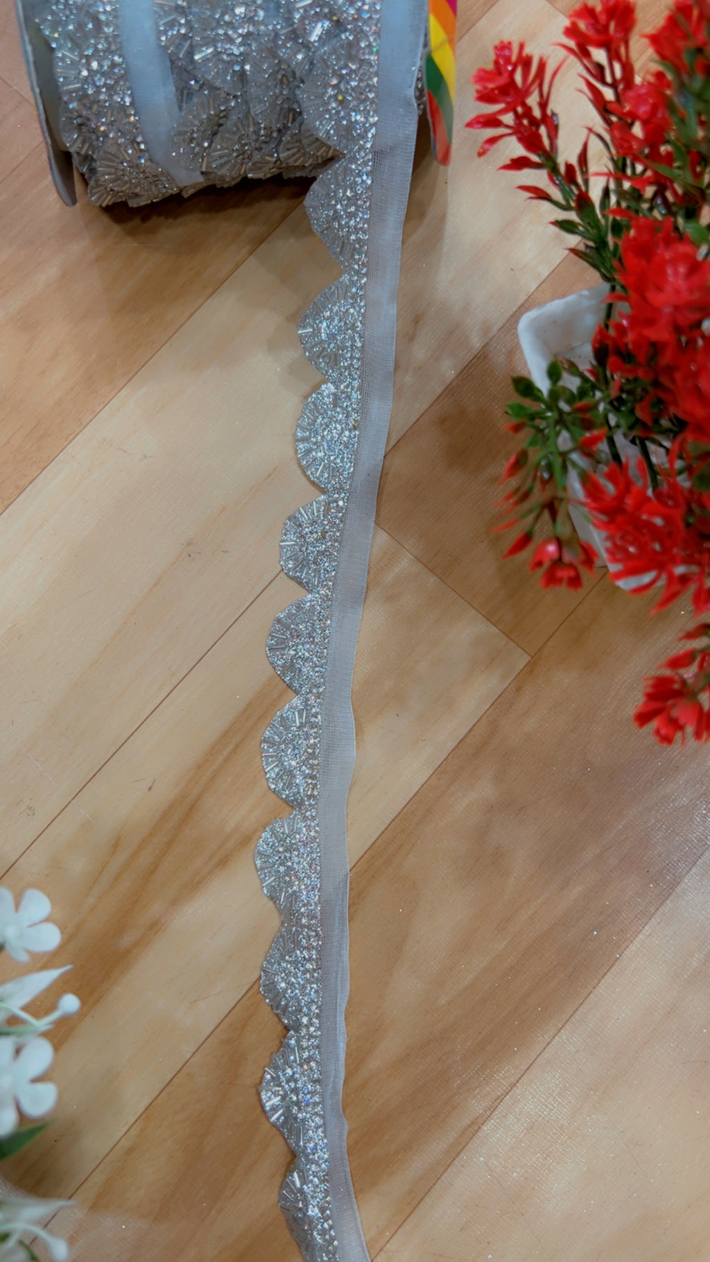 Premium Silver Zarkan Lace Yard 9 Meters