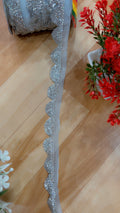 Premium Silver Zarkan Lace Yard 9 Meters