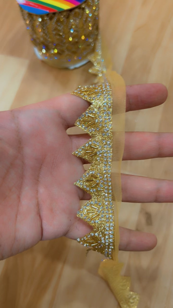 Premium Golden Zarkan Lace Yard 9 Meters